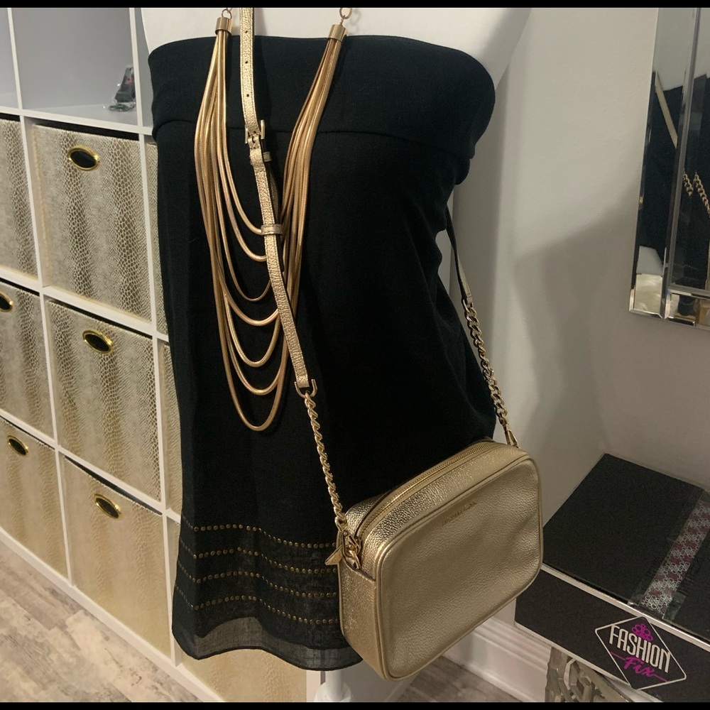 Michael Kors Gold Leather Crossbody